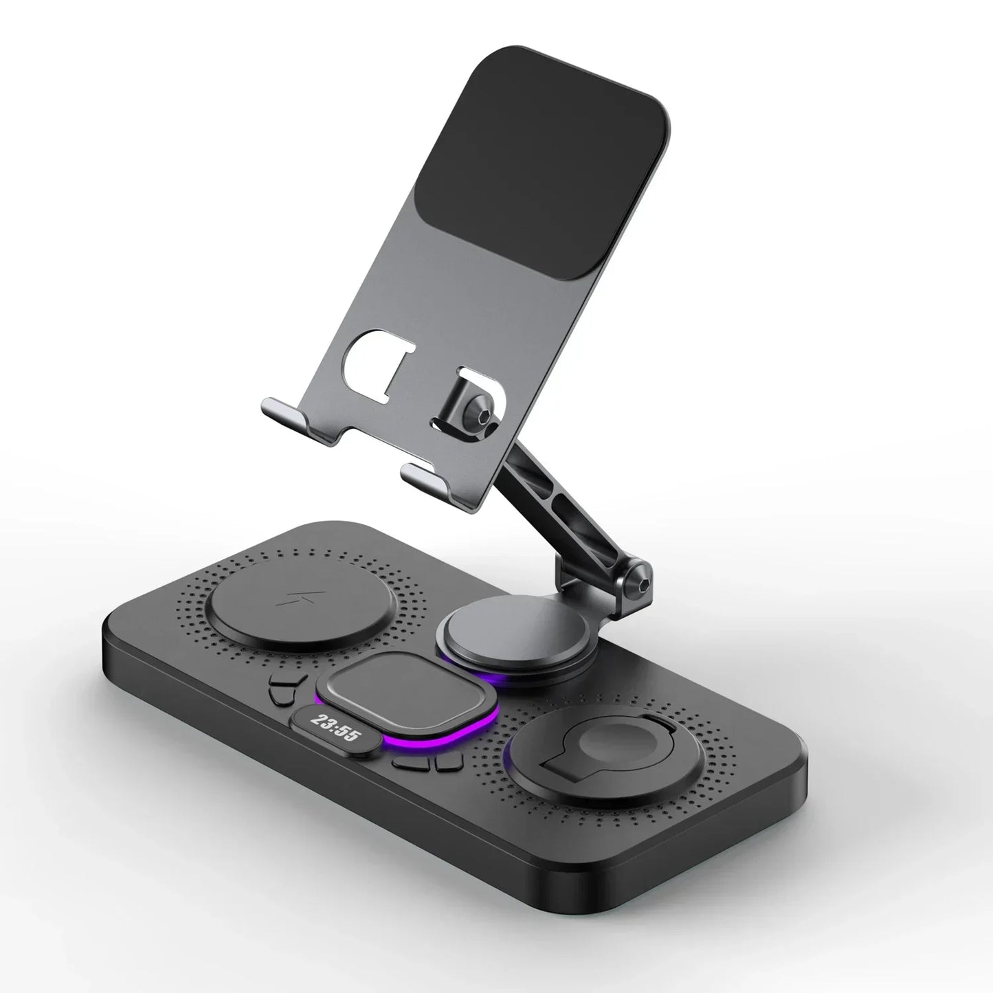 6-in-1Desktop Holder with LED Clock & Type-C Port