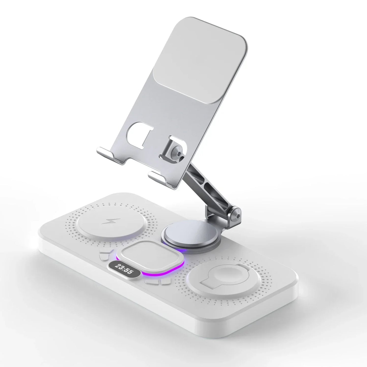 6-in-1Desktop Holder with LED Clock & Type-C Port