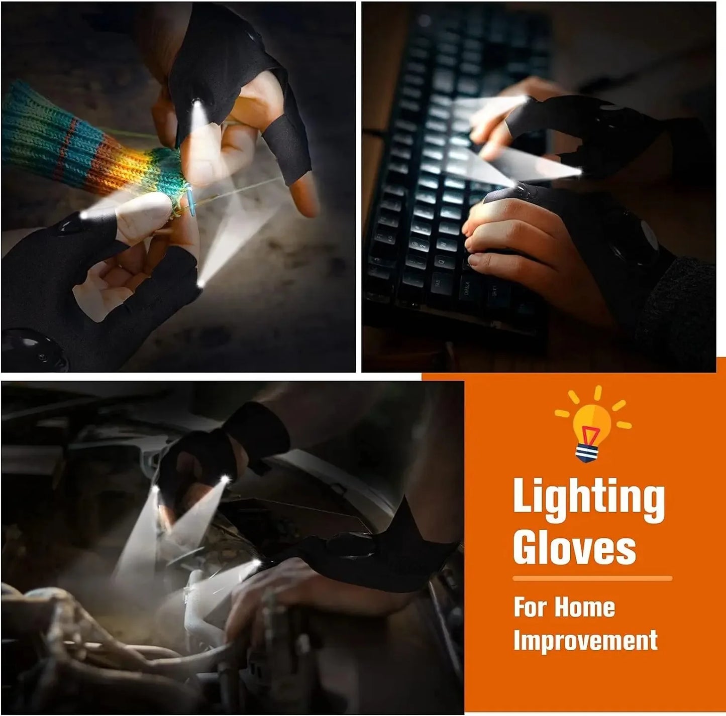 LED Half-Finger Gloves
