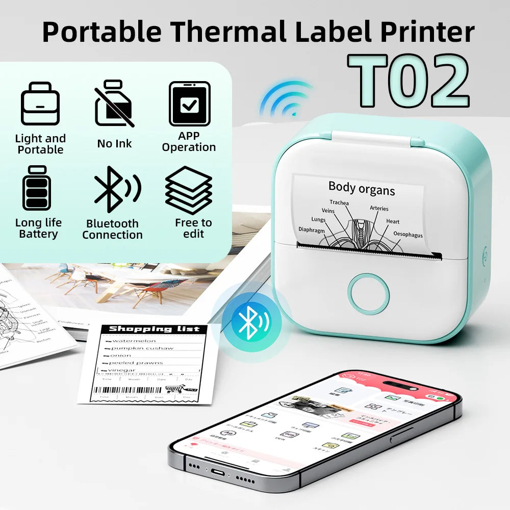 Phomemo T02 Portable Inkless Label Printer